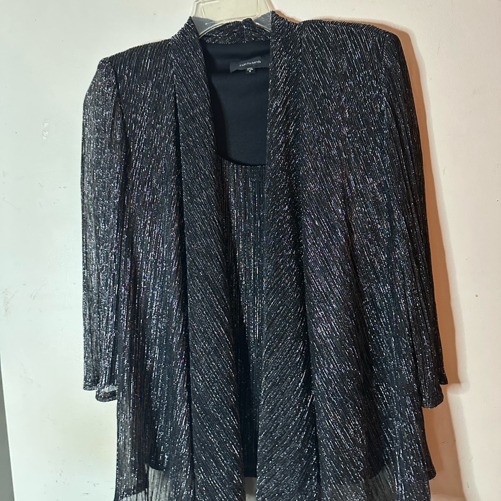R&M Richards Black and Silver Textured Jacket